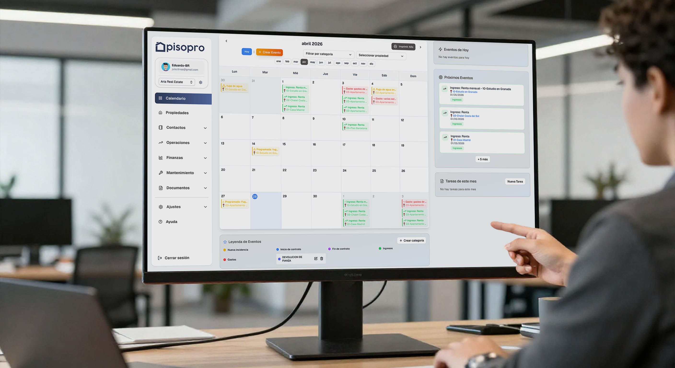 agenda con vista mensual para organizar tiempo